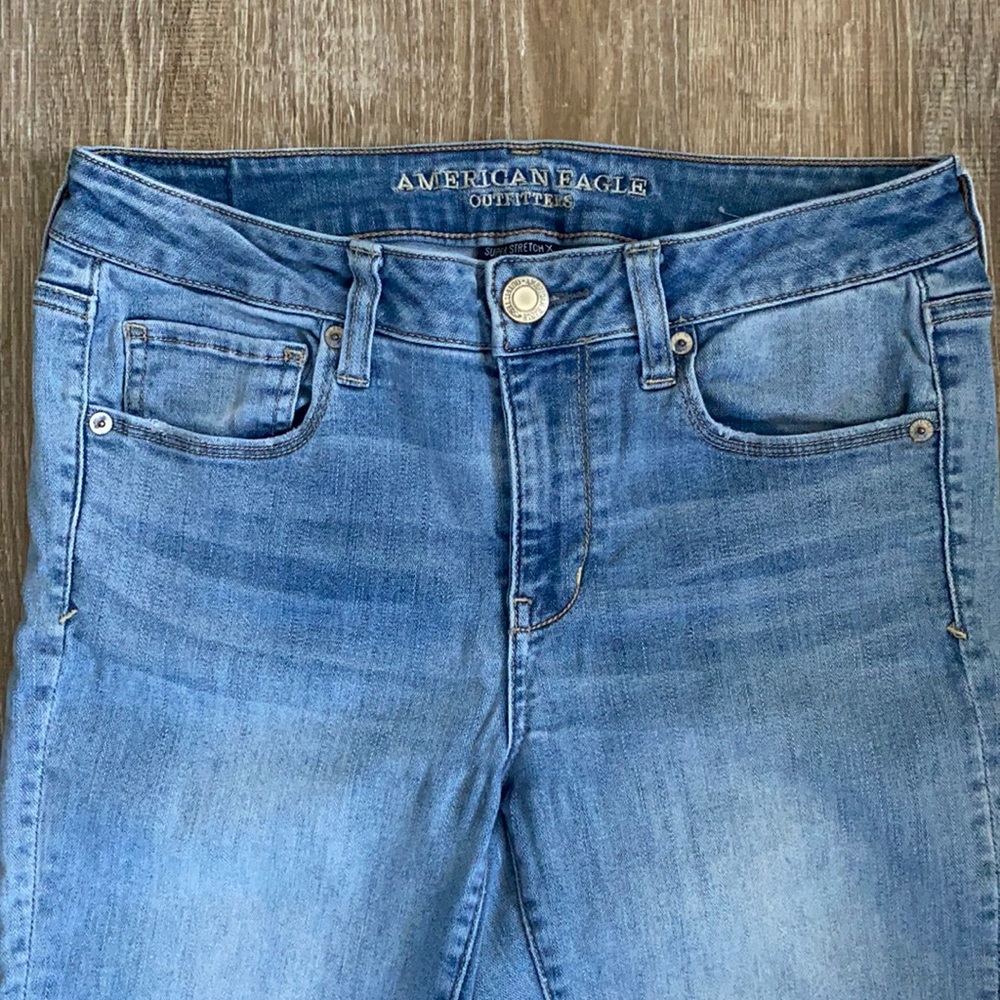 American Eagle super stretch jeans size 8 x-long light blue